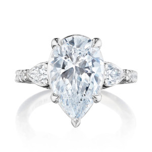 Tacori 269522PS14X9W 18 Karat Dantela 3 Stone Engagement Ring