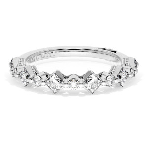 Tacori wedding band 27294B12W top view of alternating kite-set princess and round diamonds