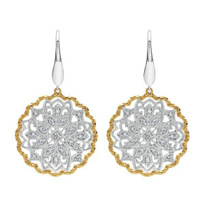 Gabriel Fashion 14 Karat Two-Tone Lace Drop Earrings EG11956M45JJ