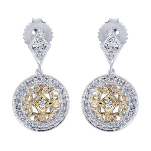 Gabriel Fashion 14 Karat Two-Tone Lace Drop Earrings EG9927M45JJ