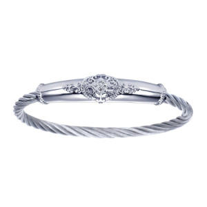 Gabriel Fashion Silver Two-Tone Hampton Stainless Steel Bangle Bracelet BG2910MX5JJ