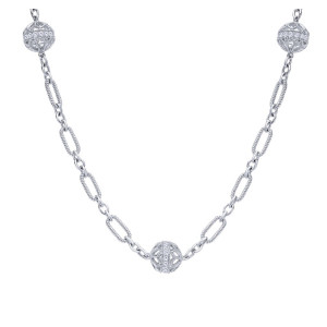 Gabriel Fashion 14 Karat Roaring 20's Diamond By The Yard Necklace NK1253W45JJ