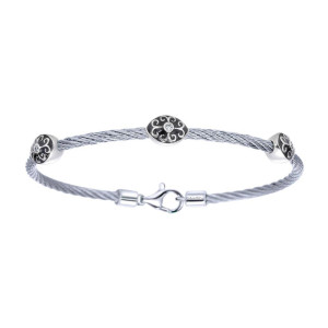Gabriel Fashion Silver Two-Tone Hampton Stainless Steel Bangle Bracelet BG2860E8MX5JJ