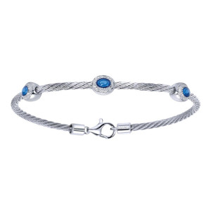 Gabriel Fashion Silver Two-Tone Hampton Stainless Steel Bangle Bracelet BG2774E6MXJJJ
