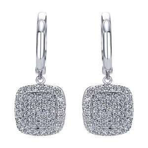 Gabriel Fashion 14 Karat Pave Drop Earrings EG11214W45JJ