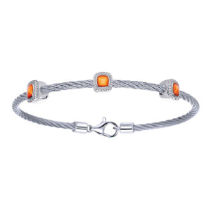 Gabriel Fashion Silver Two-Tone Hampton Stainless Steel Bangle Bracelet BG2759E2MXJJJ
