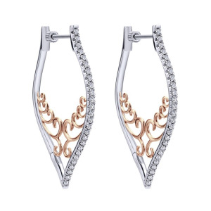 Gabriel Fashion 14 Karat Two-Tone Hoops Fancy Earrings EG12516T45JJ