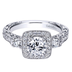 Gabriel 14 Karat Contemporary Engagement Ring ER98403W44JJ