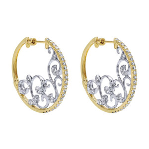 Gabriel Fashion 14 Karat Two-Tone Hoops Hoop Earrings EG12052M45JJ