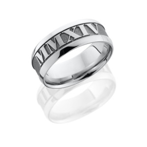 Lashbrook CC8WB/LCVROMANNUMERAL2 SAND/SATIN/POLISH Cobalt Chrome Wedding Ring or Band