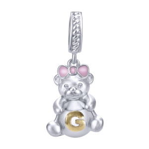 Gabriel Fashion Silver / 18 Karat Two-Tone Initial Charm Pendant PT9419G-EPMY5JJ
