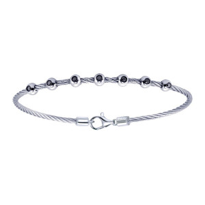 Gabriel Fashion Silver Two-Tone Hampton Stainless Steel Bangle Bracelet TB2683MXJBD