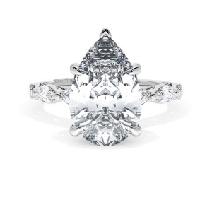 42228PS14X9 Platinum top view of large pear shaped center stone with alternating shaped accents