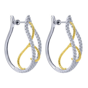 Gabriel Fashion 14 Karat Two-Tone Hoops Hoop Earrings EG12094M45JJ