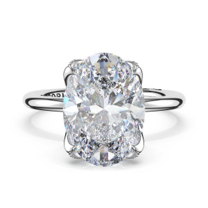 446OV125X9W top view of elongated oval solitaire on a plain polished band