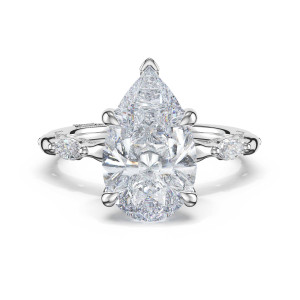 46423PS13X8W top view of pear shaped center with marquise accents on an openwork band