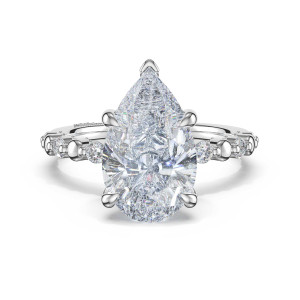 46523PS13X8W top view of pear shaped center with spaced round accents and metal beads