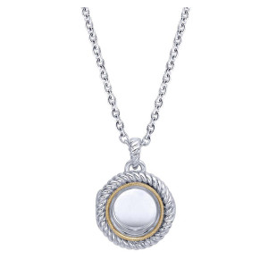 Gabriel Fashion Silver / 18 Karat Two-Tone Treasure Chests Locket Necklace NK2706MYJGL