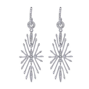 Gabriel Fashion 14 Karat Starburst Drop Earrings EG10182W45JJ