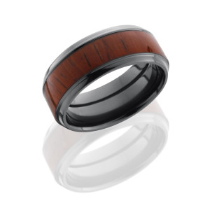 Lashbrook ZHW9B15(S)/PADAUK POLISH Hard Wood Wedding Ring or Band