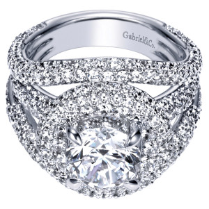 Gabriel Contemporary ER8330W83JJ 18 karat white gold engagement ring with diamond halo