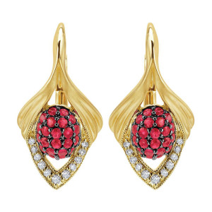 Gabriel Fashion 14 Karat Pave Leverback Earrings EG12202Y45RB