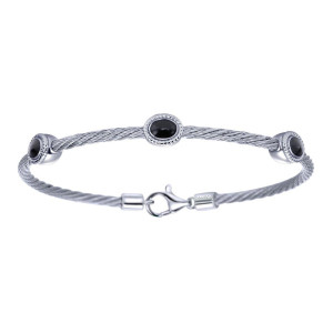 Gabriel Fashion Silver Two-Tone Hampton Stainless Steel Bangle Bracelet BG2769E8MXJJJ