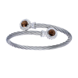Gabriel Fashion Silver Two-Tone Hampton Stainless Steel Bangle Bracelet BG2960MXJSQ