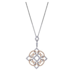Gabriel Fashion 14 Karat Two-Tone Lace Necklace NK4414T45JJ