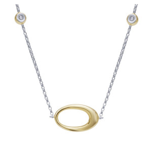 Gabriel Fashion 14 Karat Two-Tone Modern Diamond By The Yard Necklace NK1052-36M45JJ