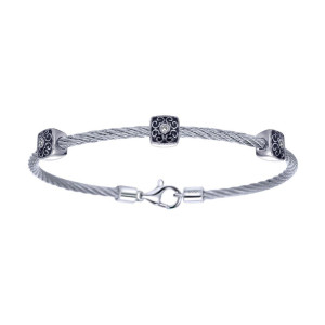 Gabriel Fashion Silver Two-Tone Hampton Stainless Steel Bangle Bracelet BG2864E8MX5JJ