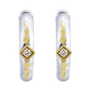 Gabriel Fashion Silver / 18 Karat Two-Tone Huggies Huggie Earrings EG10992MY5JJ