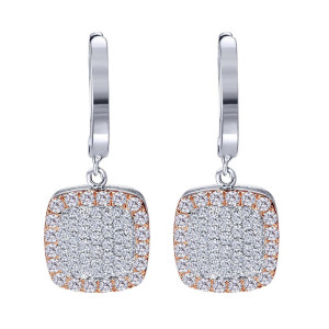Gabriel Fashion 14 Karat Two-Tone Pave Drop Earrings EG11215T45JJ