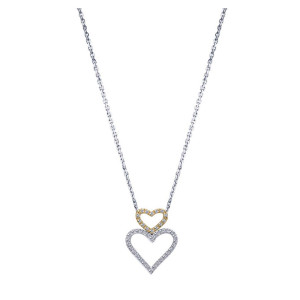 Gabriel Fashion 14 Karat Two-Tone Eternal Love Heart Necklace NK1074M45JJ