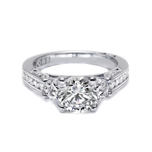 Tacori 18 Karat Three-Stone Diamond Engagement Ring 2636RD55