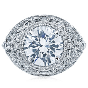 Tacori RoyalT HT2612RD10 18 karat white gold diamond engagement ring with round center stone