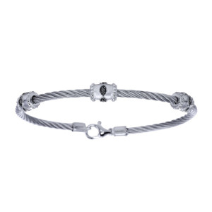 Gabriel Fashion Silver Two-Tone Hampton Stainless Steel Bangle Bracelet BG2824MXJBD