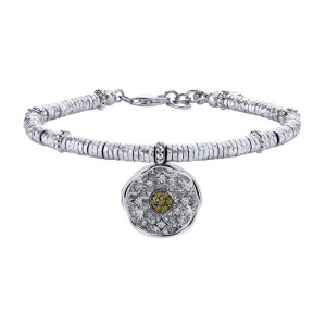 Gabriel Fashion Silver Two-Tone Byblos Charm Bracelet TB3661MXJMC