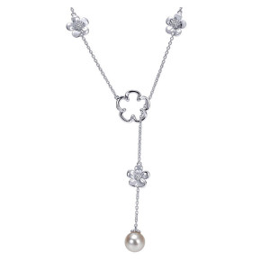 Gabriel Fashion Silver Floral Lariat Necklace NK3777SVJPL