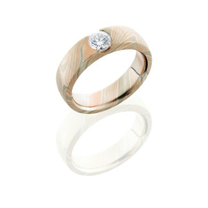 Lashbrook M5DCATH14R14PWSS.5MMLANNYTE BEADBLAST Mokume Gane Wedding Ring or Band