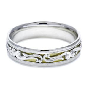 Tacori HT2387Y 18K / Platinum Hand Engraved Wedding Band