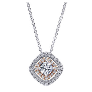 Gabriel Fashion 14 Karat Two-Tone Clustered Diamonds Necklace NK4935T44JJ