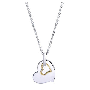 Gabriel Fashion Silver / 18 Karat Two-Tone Eternal Love Heart Necklace NK2779MYJJJ