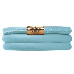 Endless Jewelry Light Blue Triple Bracelet Gold Lock 12511