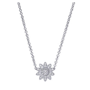 Gabriel Fashion Silver Floral Necklace NK3807SVJWS