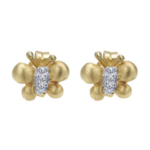 Gabriel Fashion 14 Karat Two-Tone Secret Garden Stud Earrings EG9868M45JJ