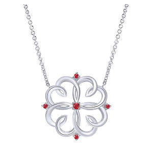 Gabriel Fashion Silver Blossoming Heart Necklace NK3975SVJRB