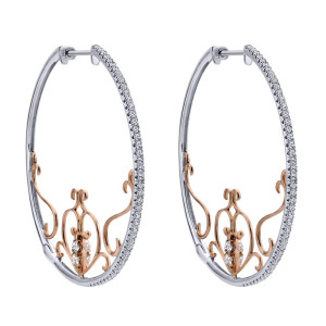 Gabriel Fashion 14 Karat Two-Tone Hoops Fancy Earrings EG12513T45JJ
