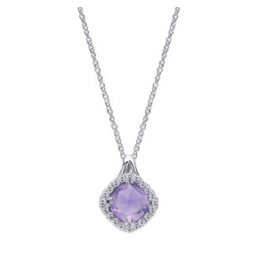 Gabriel Fashion Silver Color Solitaire Necklace NK4323SVJMC