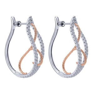 Gabriel Fashion 14 Karat Two-Tone Hoops Fancy Earrings EG12094T45JJ